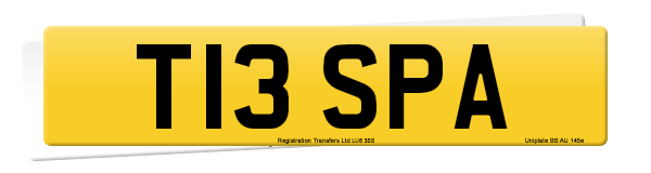 Registration number T13 SPA